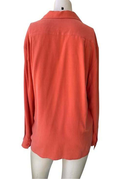 Lady Hathaway Salmon Silk Button Down Shirt-Pockets Sz Med