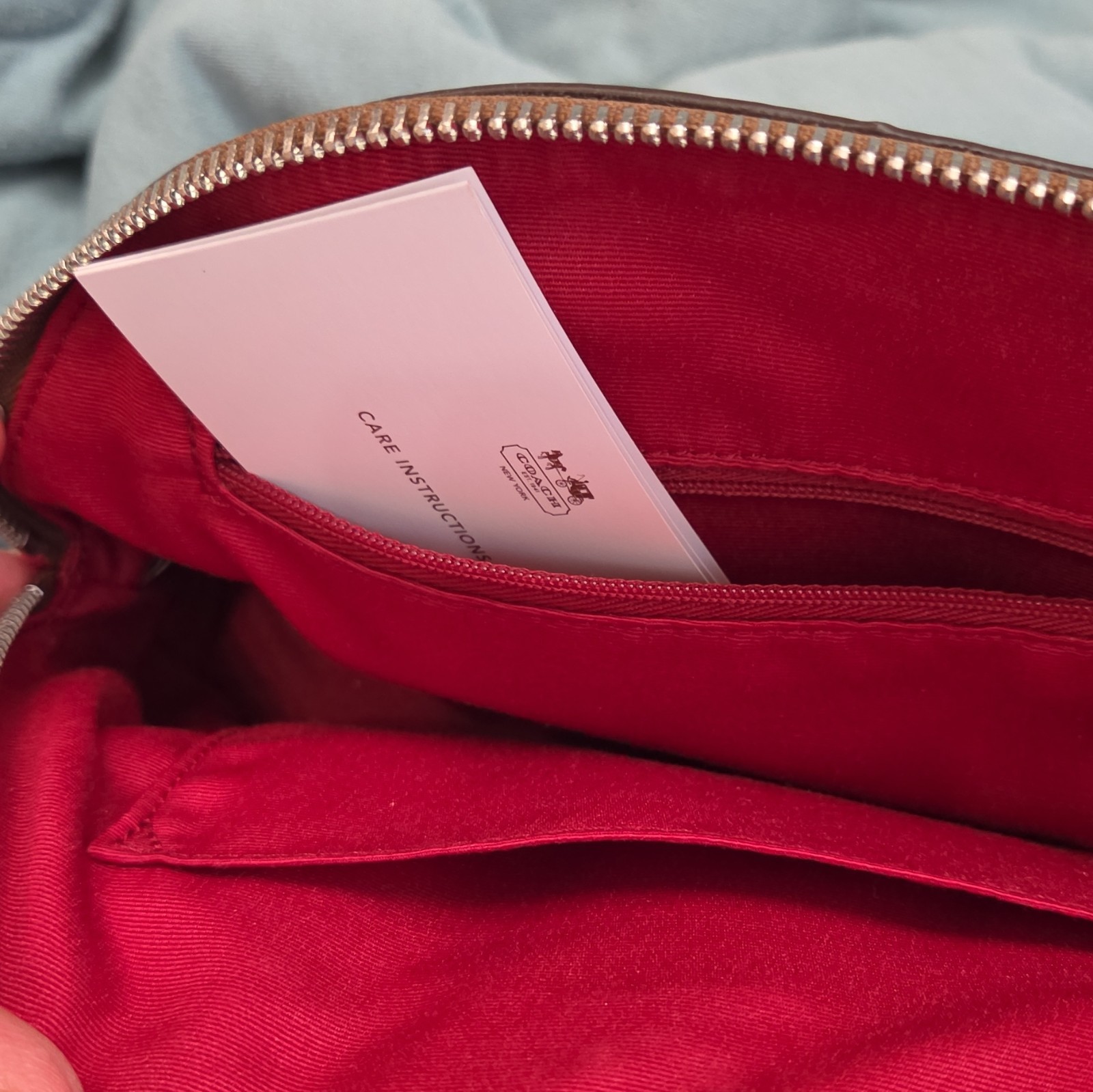 Coach Signature Peyton Cora Dome Satchel Top Handle Bag Brown/Red Zip Silver
