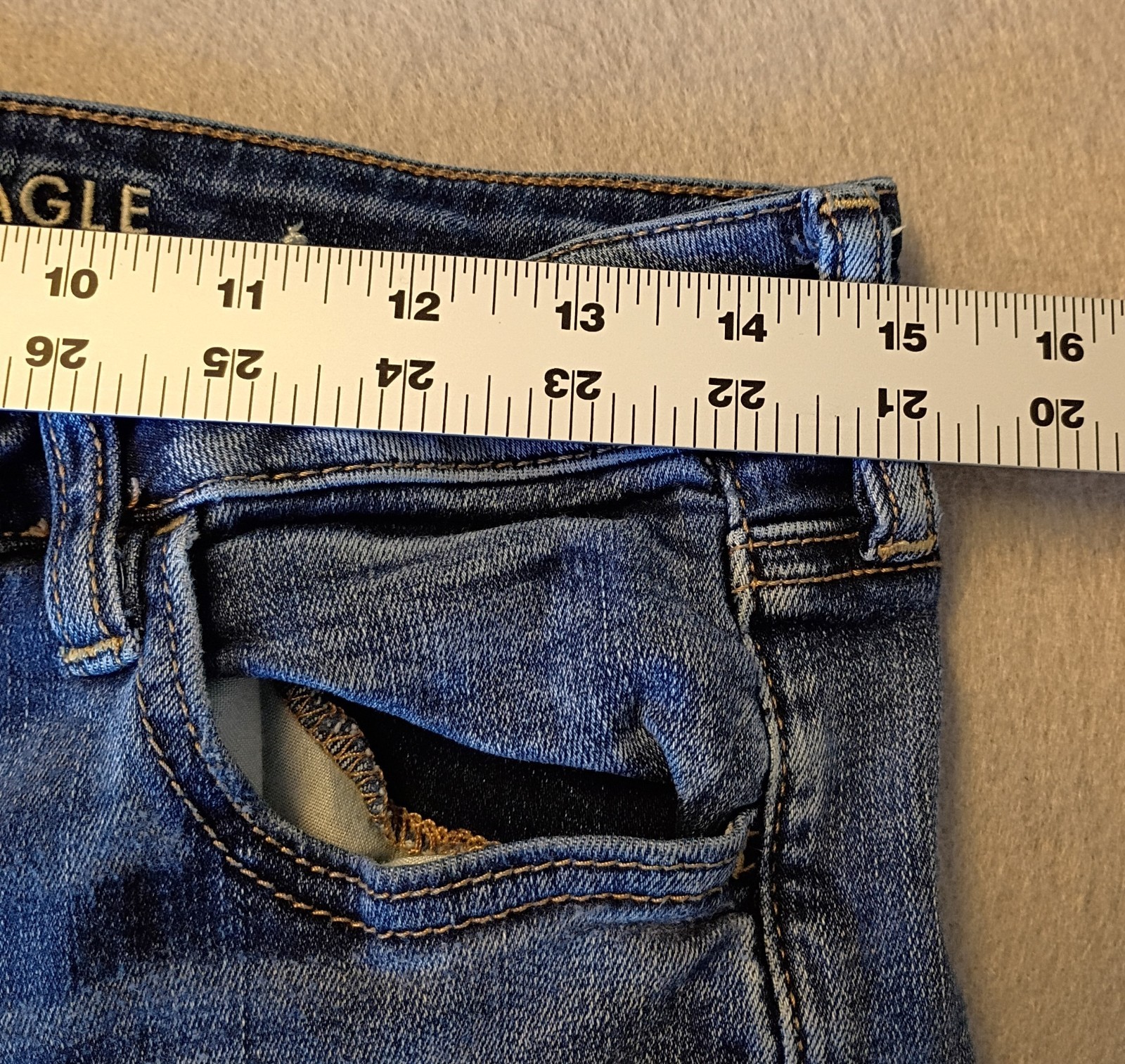 American Eagle Jeans Women 14 Blue Hi Rise Jegging Next Level Stretch Distressed