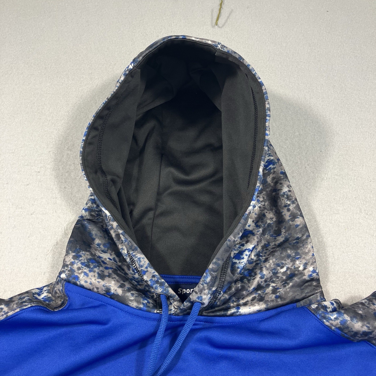 Skeeter Boats Men’s L Hoodie Blue Digi Camo Sleeves Hood Eat Sleep Fish On Back