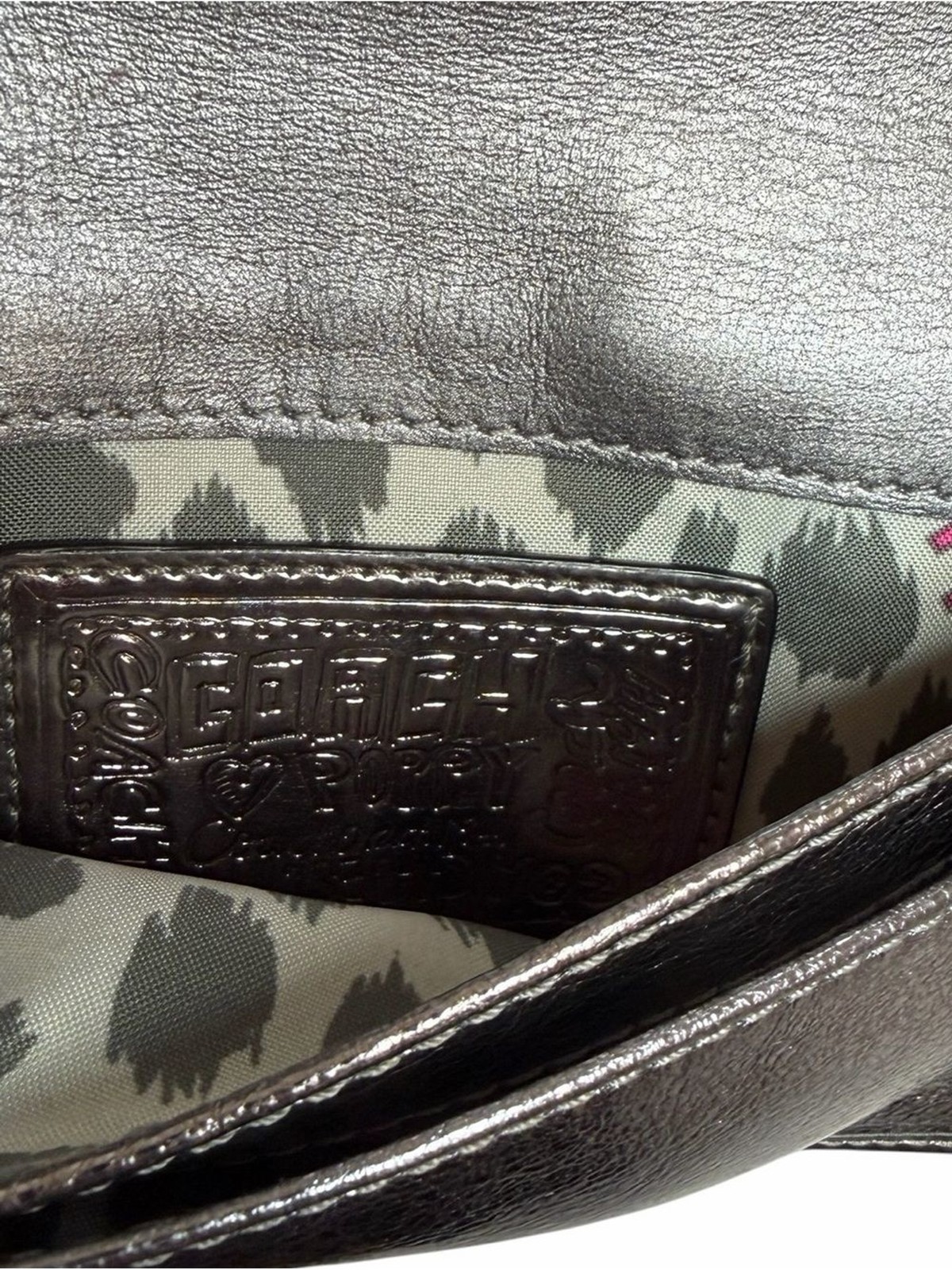 Coach Poppy Metallic Silver Leather Wristlet Clutch