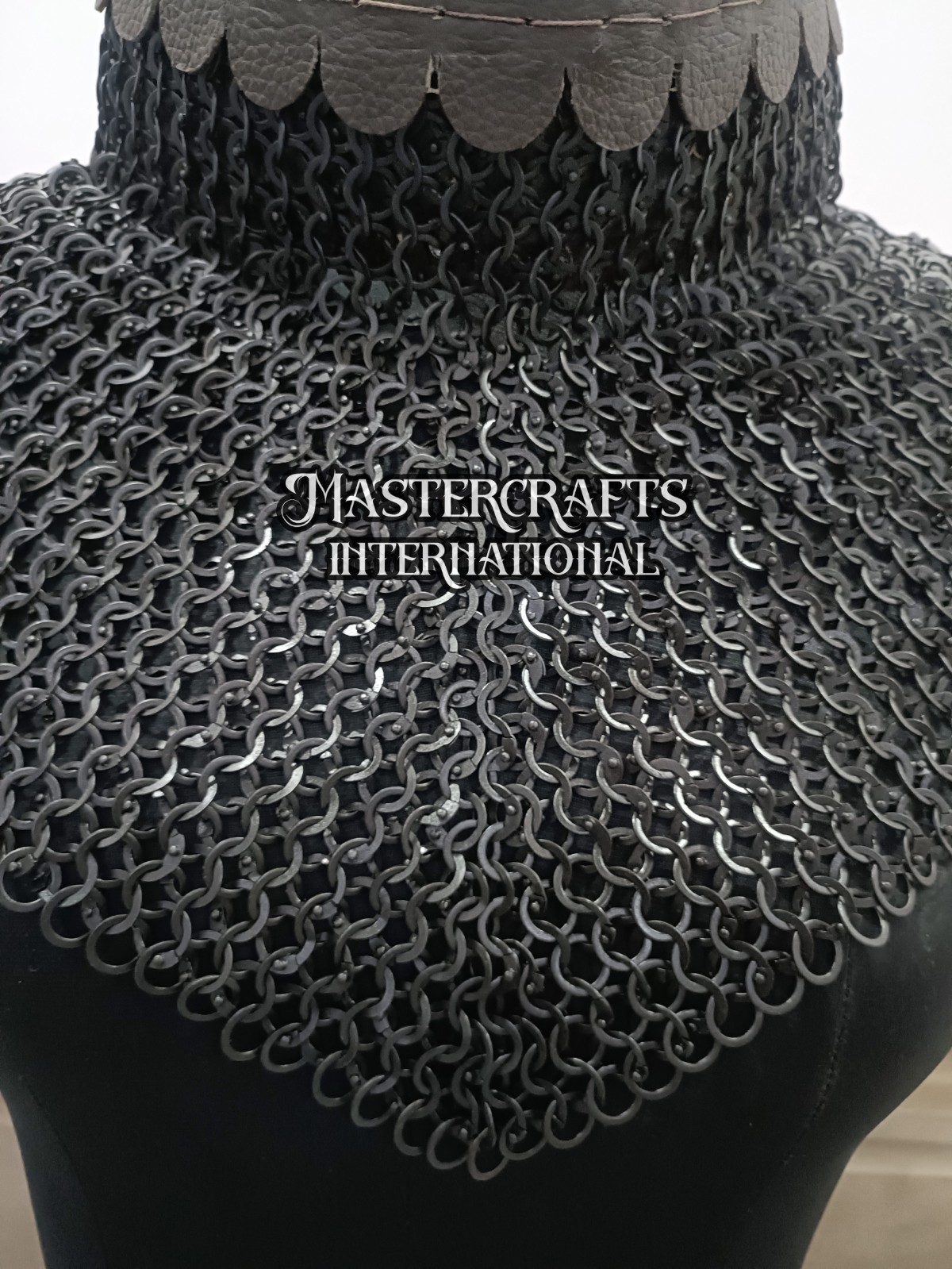 Medieval Chainmail Neck Armor Mild Steel 9mm Flat Riveted Ring Knight Gorget