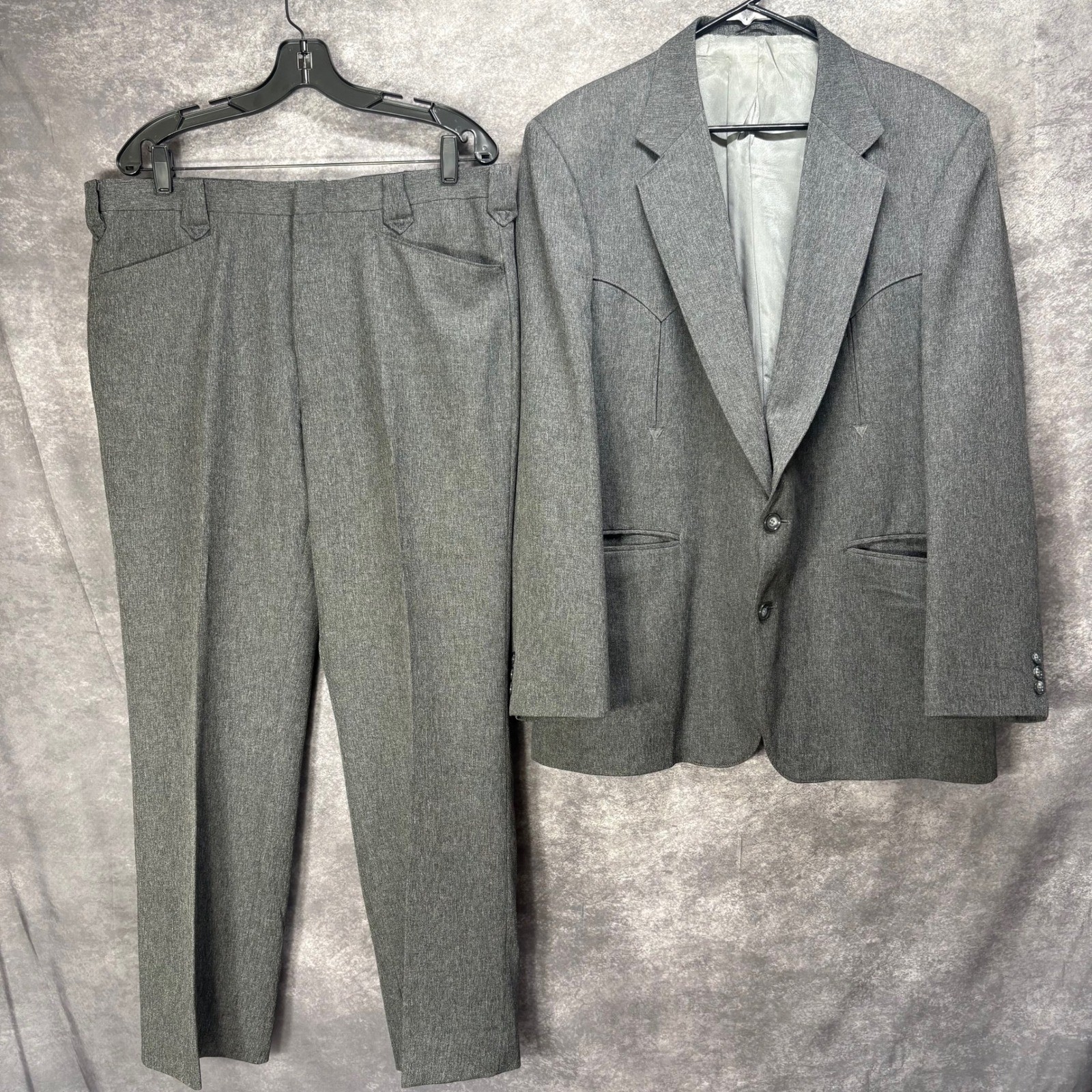 Circle S Texas Suit Jacket Pants Men’s Size 44 Gray Western Cowboy Yoke Ranch