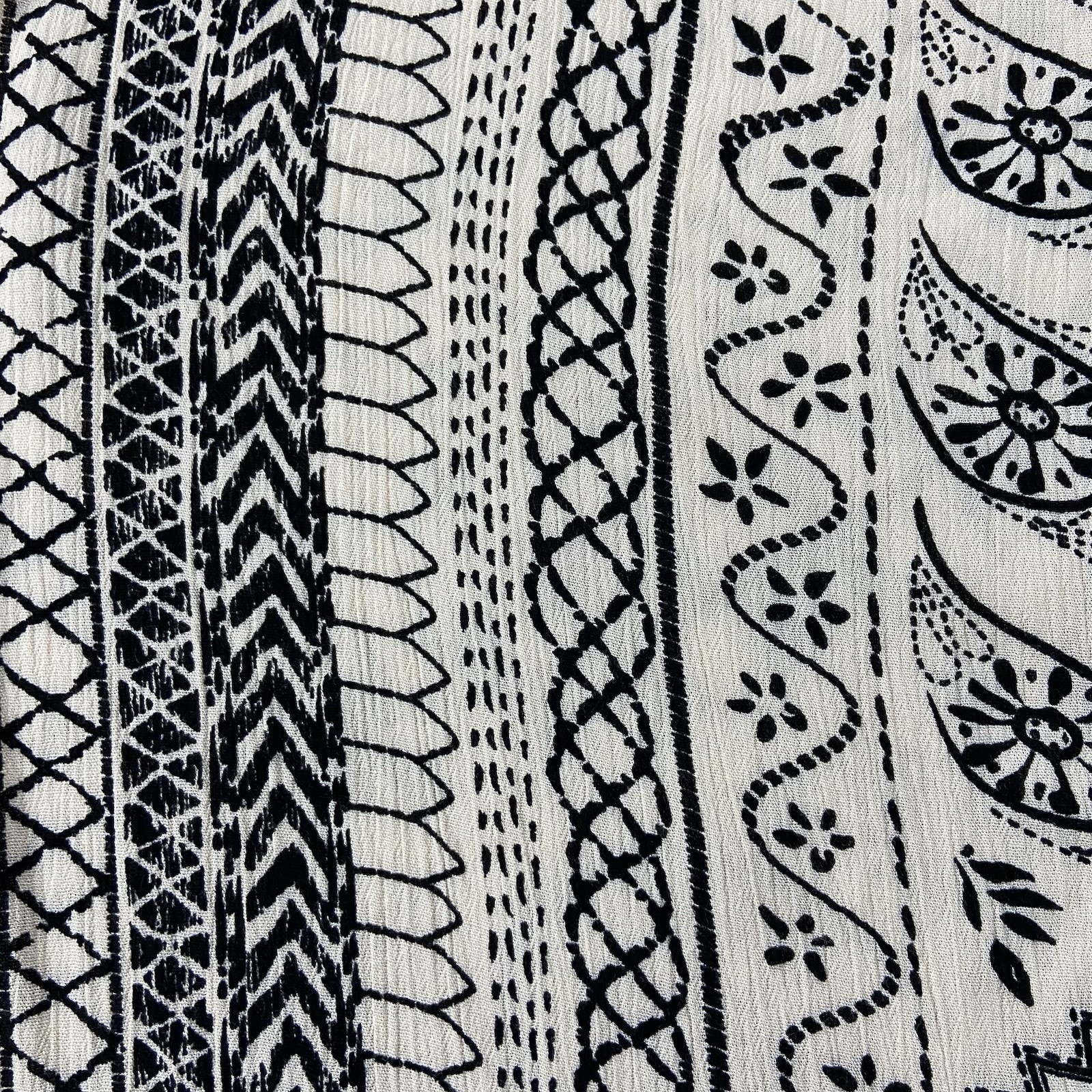 Angie Long Kimono Duster Ivory Black Print Women OS Boho Chic Beachcore Festival