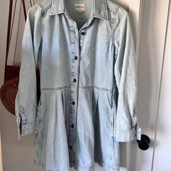 American Eagle Denim Babydoll Button-Down Dress | Size XS