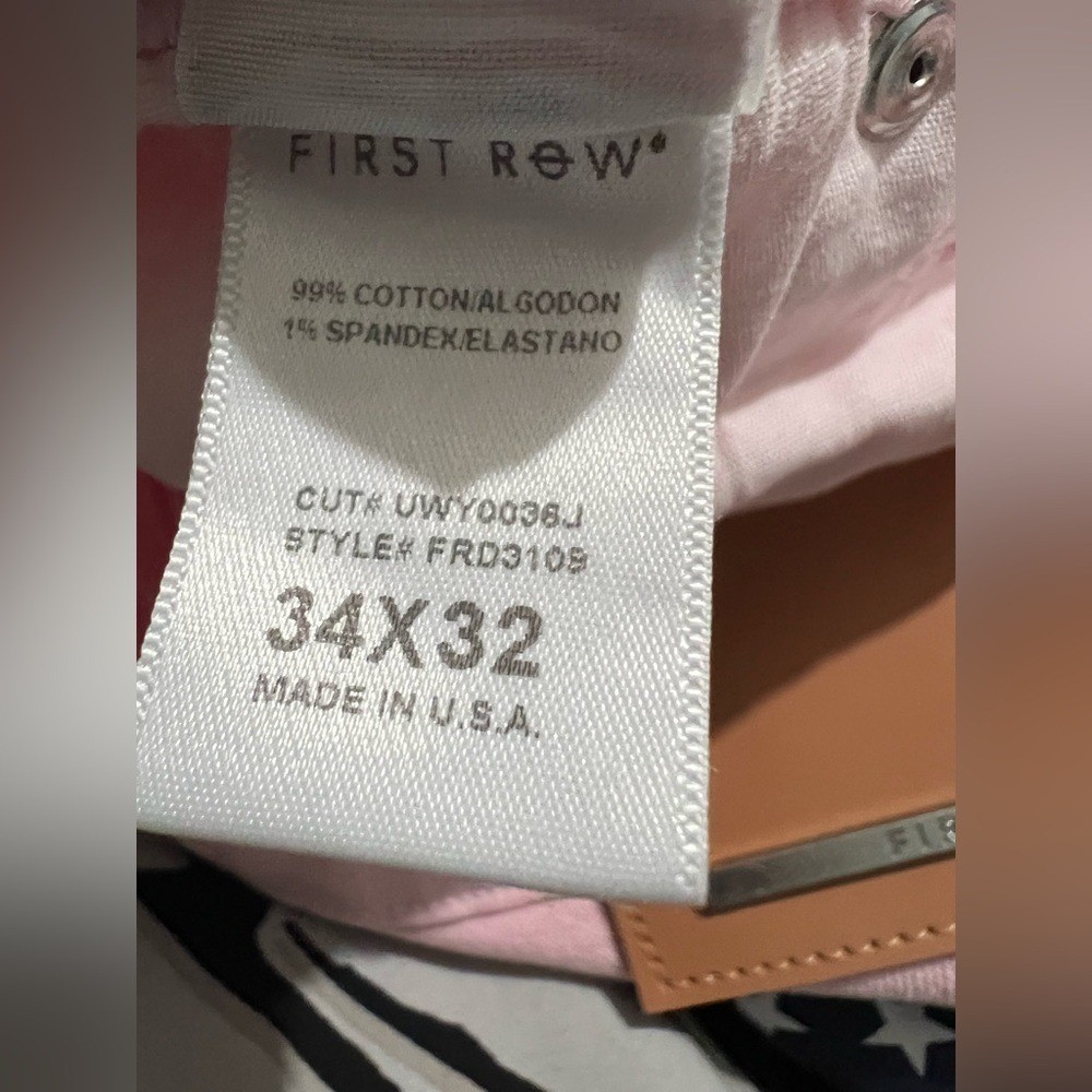 First Row men’s slim straight Pink Distress jeans pants American Flag size 34X32