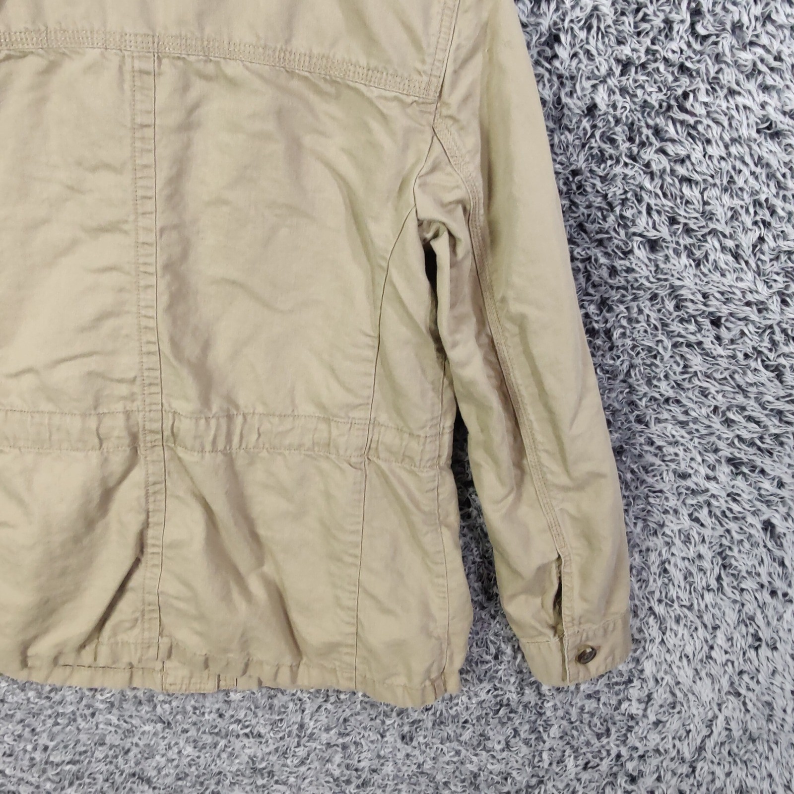 Talbots Khaki Utility Linen Lyocell Jacket Women Small Button Long Sleeve Safari