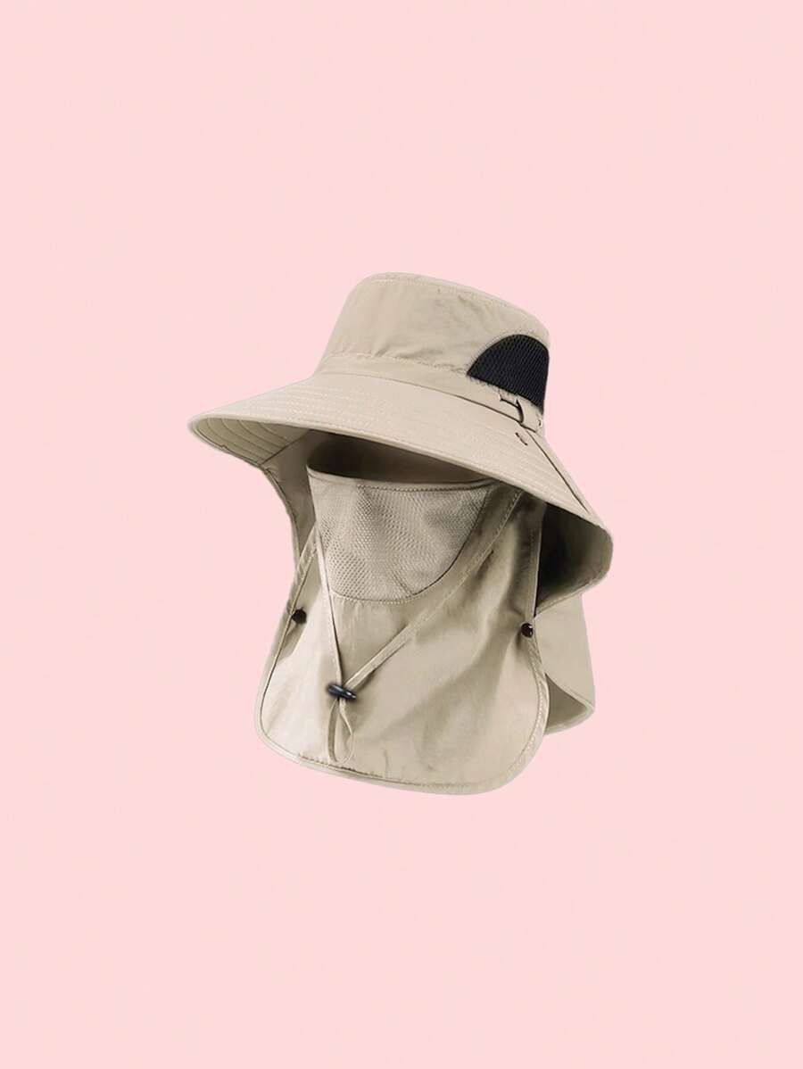 Wide Brim Fishing Hiking Sun Hat Neck Gaiter Bucket Cowboy Hat Outdoor Camo