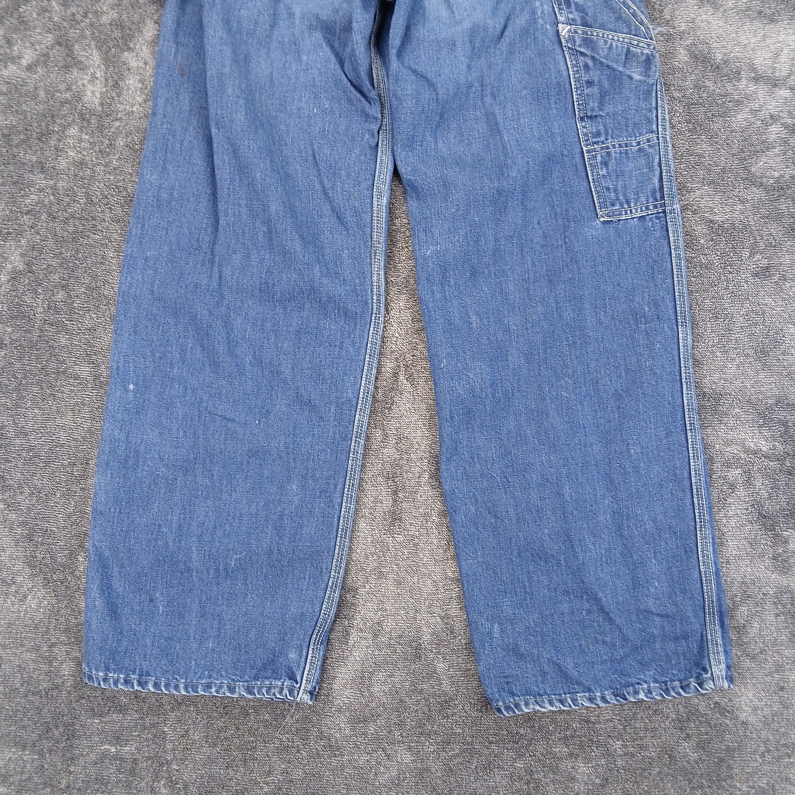 Vtg Lee Sanforized Jelt Denim Overalls 30×28 Donut Button Fly 50s 60s Stains
