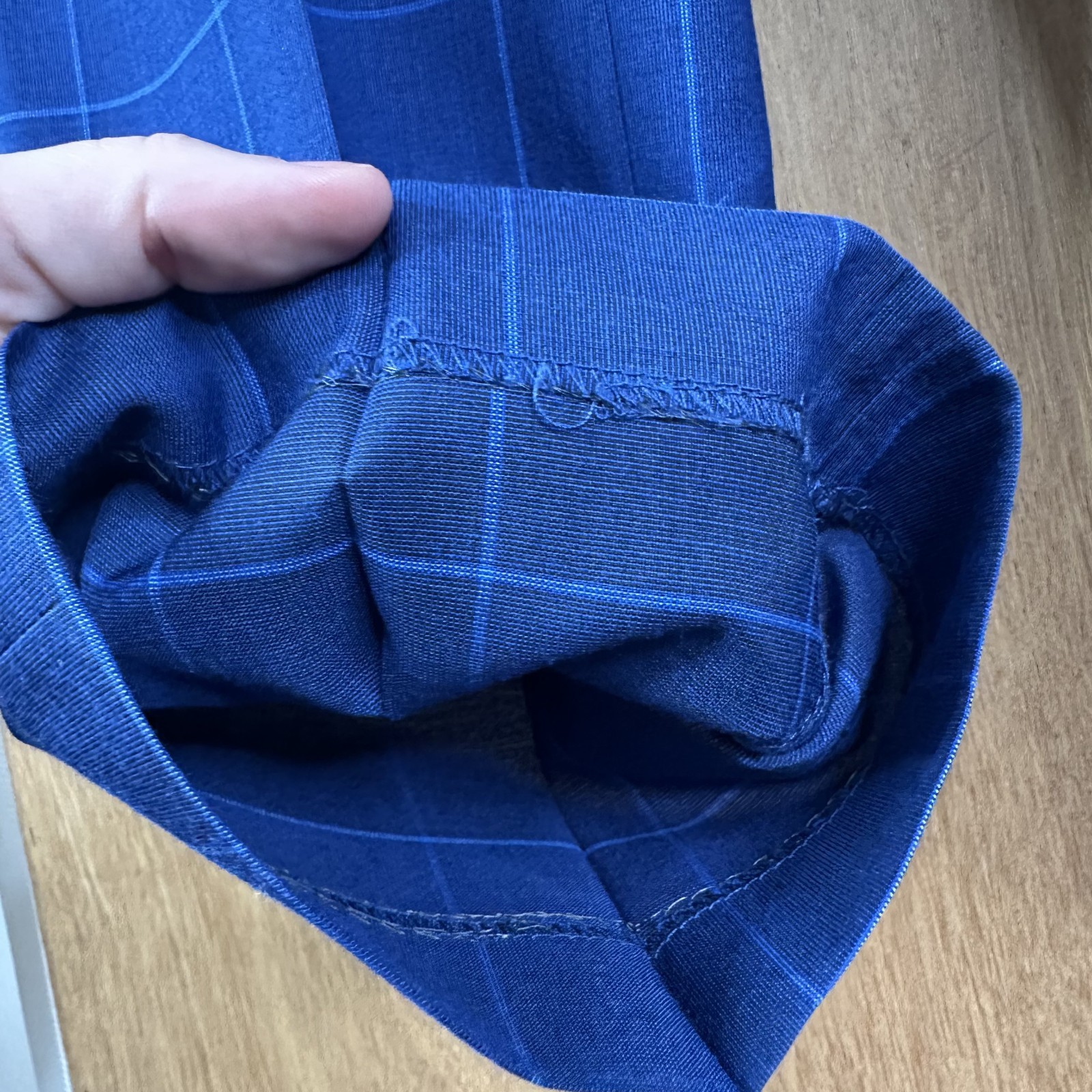 Bachrach Suit Mens 40L Navy Blue Windowpane Polyester Blend Pants 32×32 Flat
