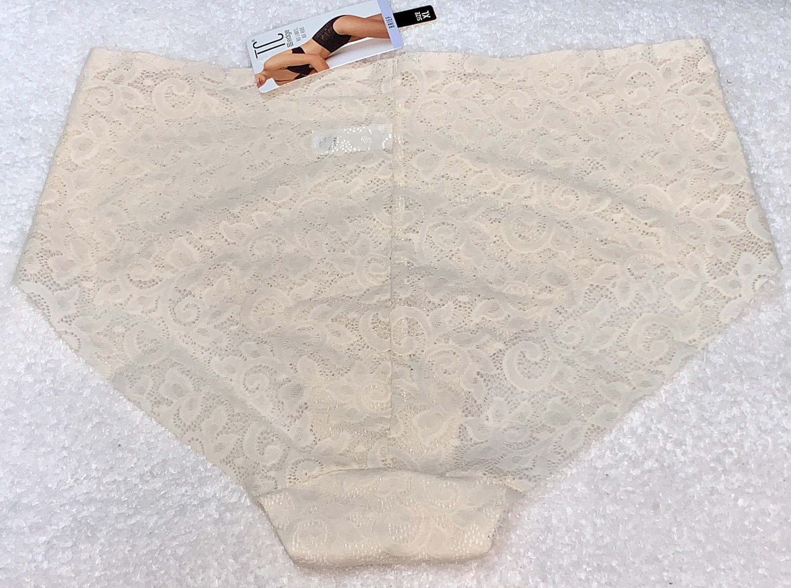 TC FINE INTIMATES Edge Allover Lace Whitecap Brief Panty Womens XL 8 2XL 9