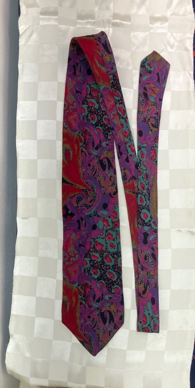 Vintage 90s Kuppenheimer Men’s Woven Wool Rayon Tie Paisley Abstract Purple