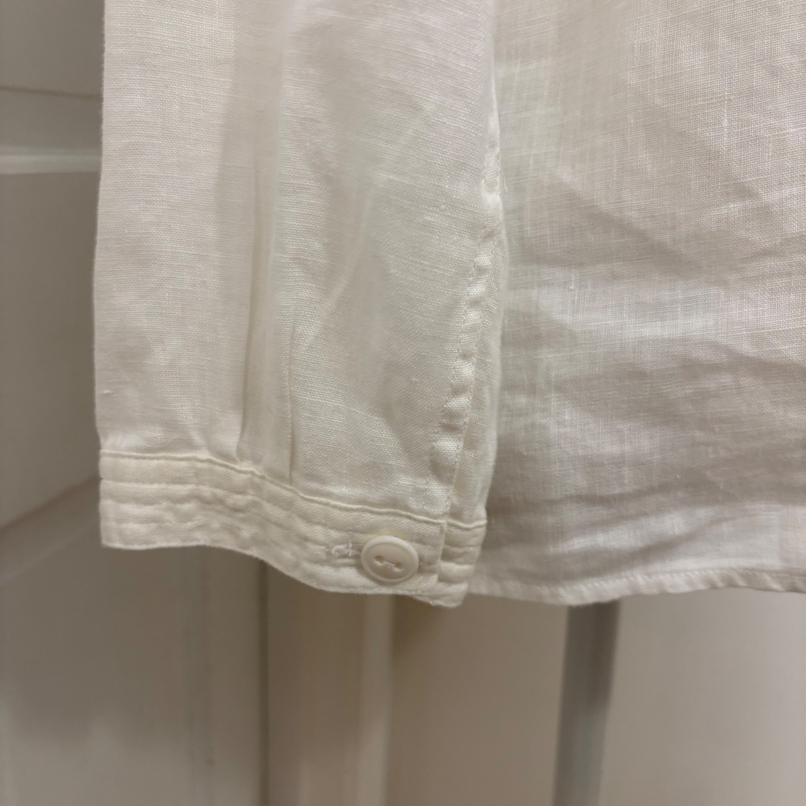 J.Crew 100% Linen Blouse S White Coastal Chic Top Capsule Minimalist Classic