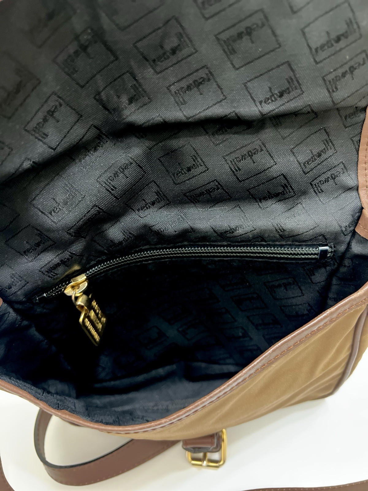 MOSCHINO by REDWALL Tan Nylon + Leather Vintage Crossbody Shoulder Bag