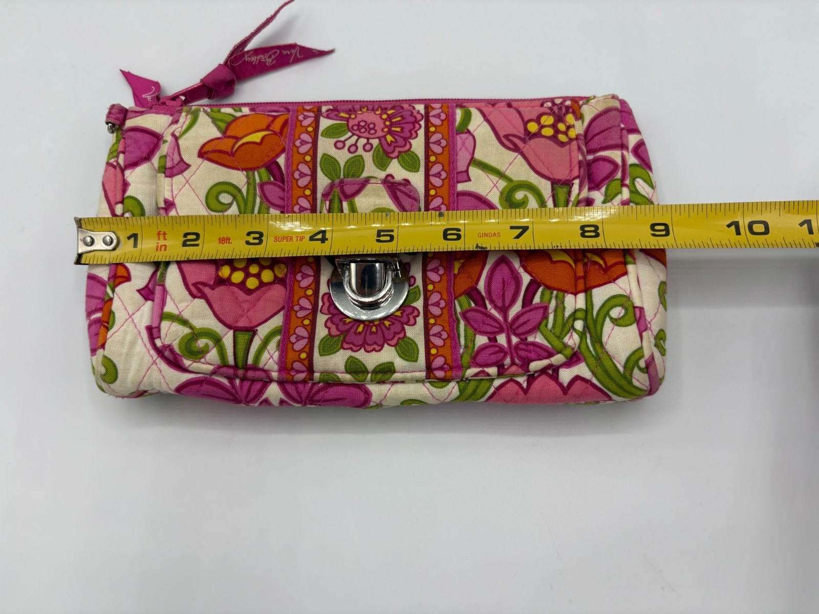 Vera Bradley Lilli Bell Push Lock Wristlet Wallet Purse Pink Floral Retired FLAW