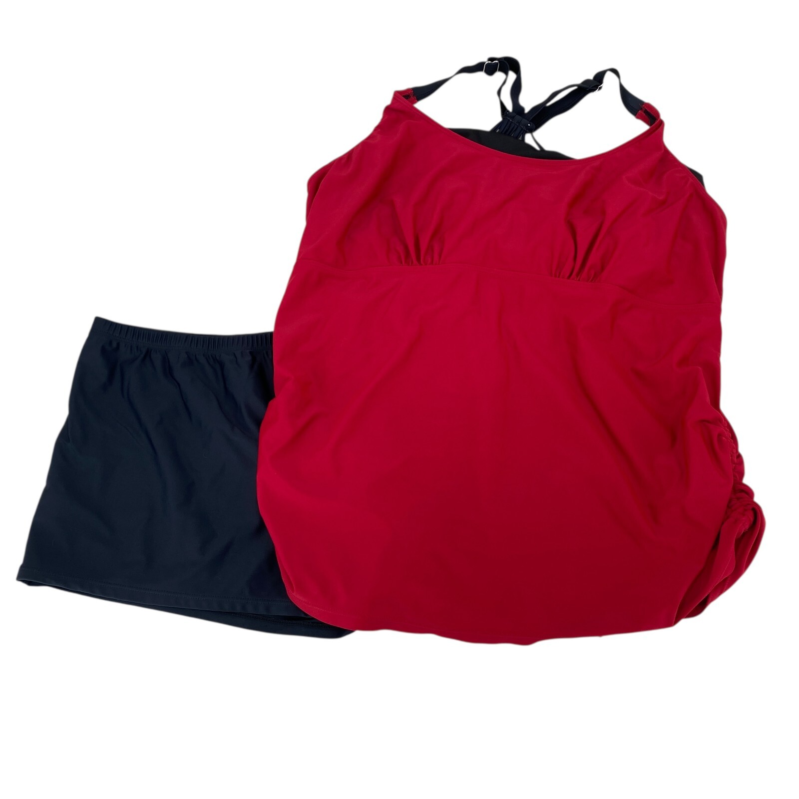 Womens Swimsuit 2 pc Red Black Size 22W Adjustable Built in Bra Razorback