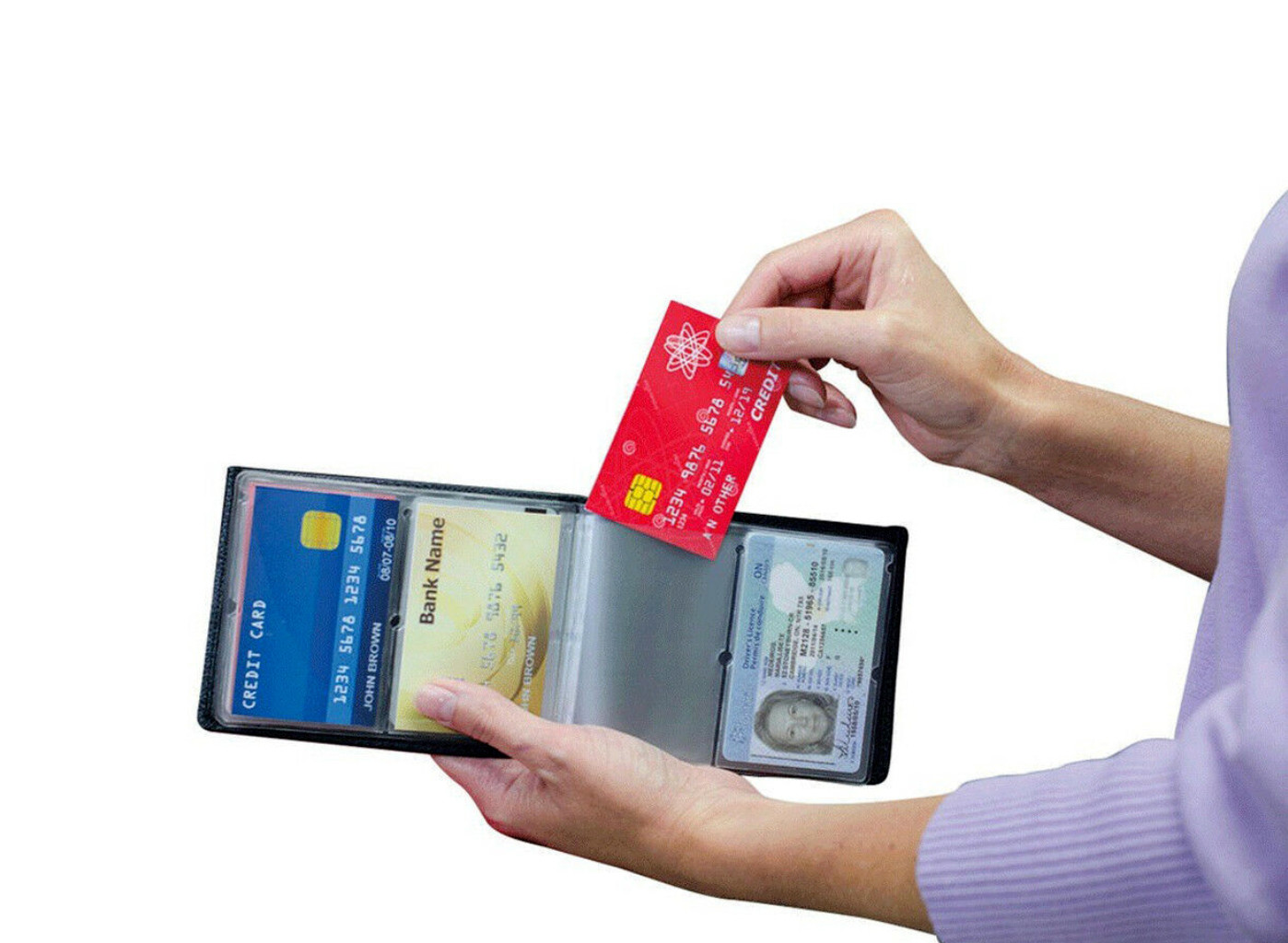 Wonder Wallet Black Leather Amazing Slim Thin RFID Wallets As Seen on TV 2 Pack