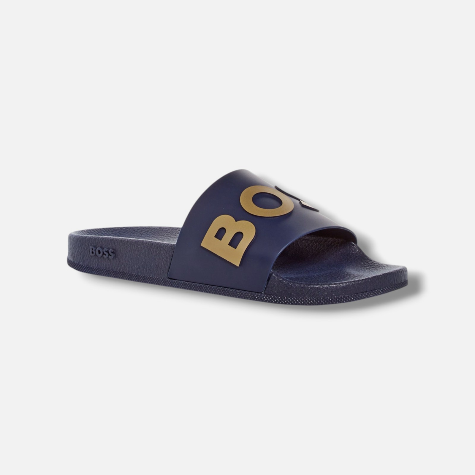 Hugo Boss Men Blue Gold Bay Slide Logo Slip-on Sandal Shoes Size 41