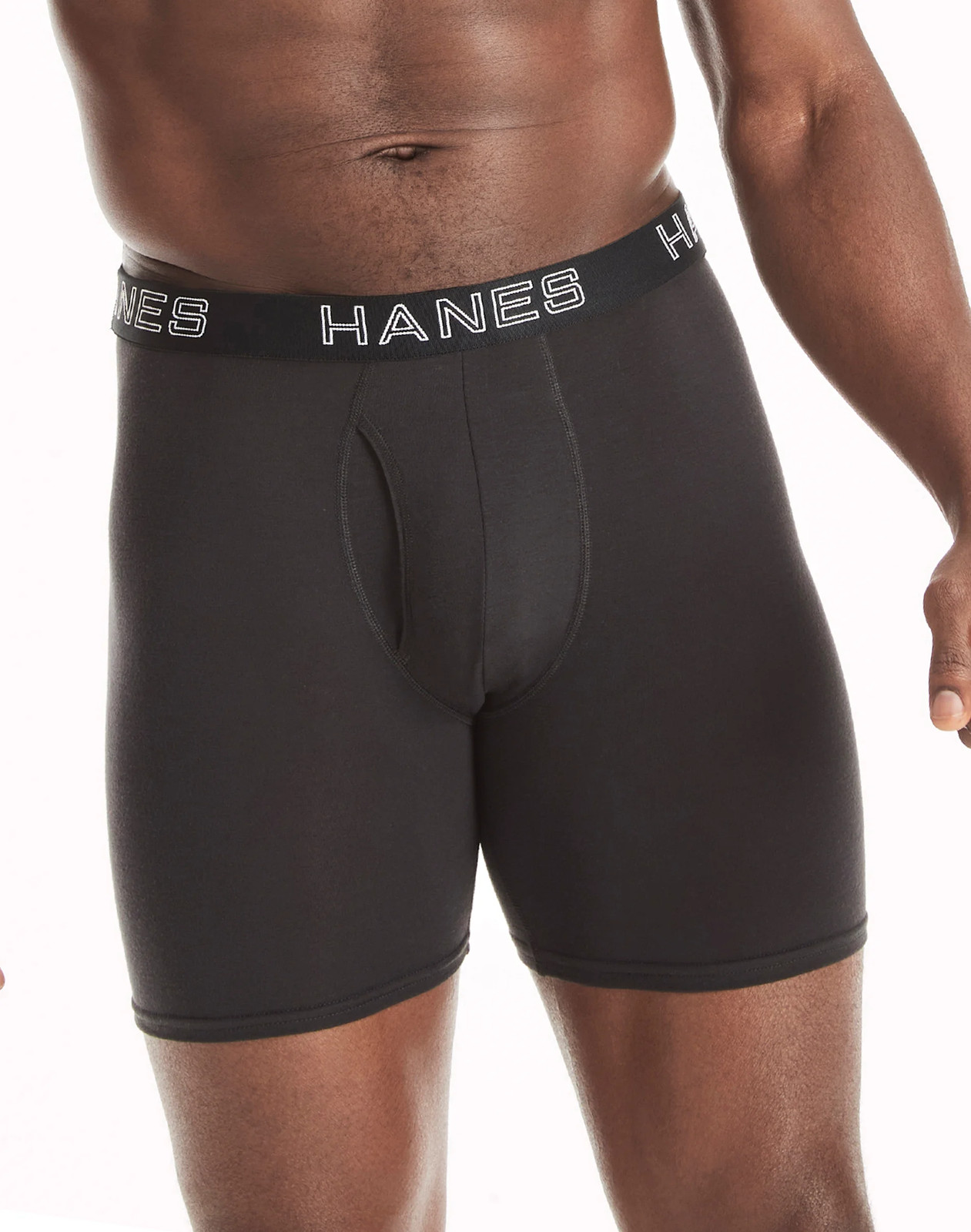 Hanes 4-Pack Men’s Ultimate Long Leg Boxer Comfort Flex Fit Brief Black/Grey
