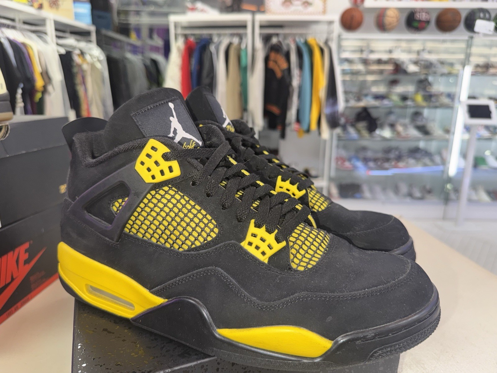 Air Jordan 4 Retro Thunder Black Yellow AJIV AJ4 DH6927 017 Men Shoe Size 12.5