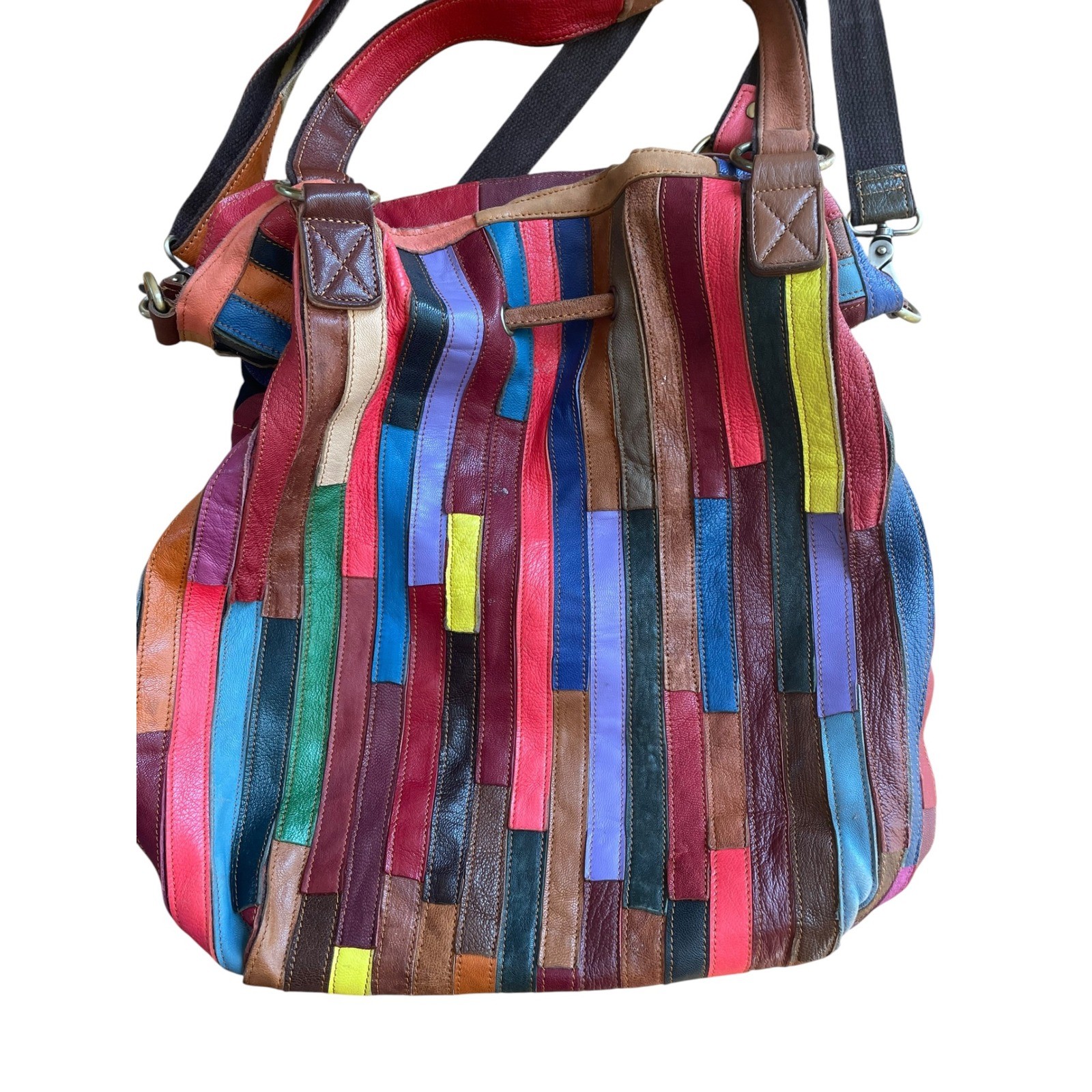 American Leather Patchwork Leather Patchwork Bag Crossbody Shoulder Tassel Bag