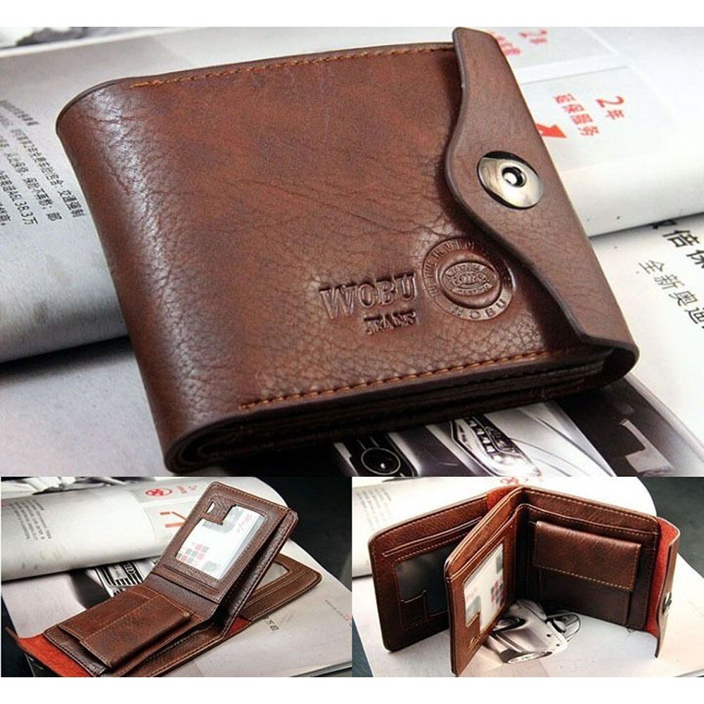 Men’s Leather Bifold Wallet ID Credit Card Holder Money Coin Purse With Hasp US