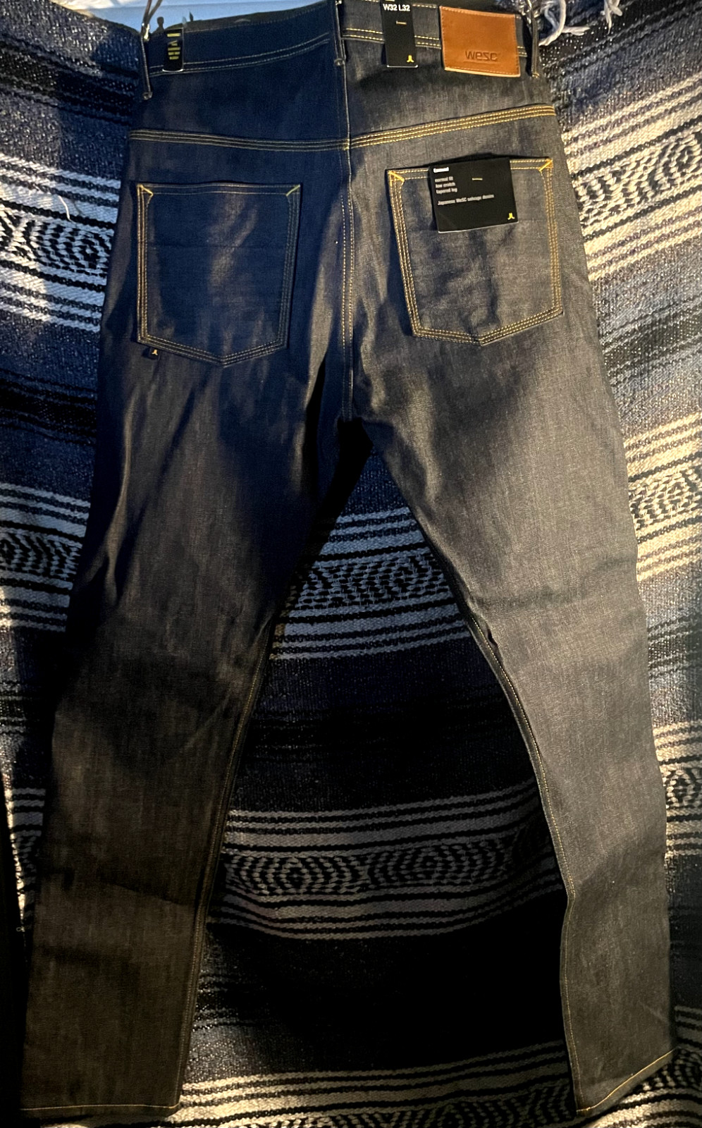 WeSC Esmund Japanese Selvedge Raw Denim 32/32 Mountain Print on inside RARE