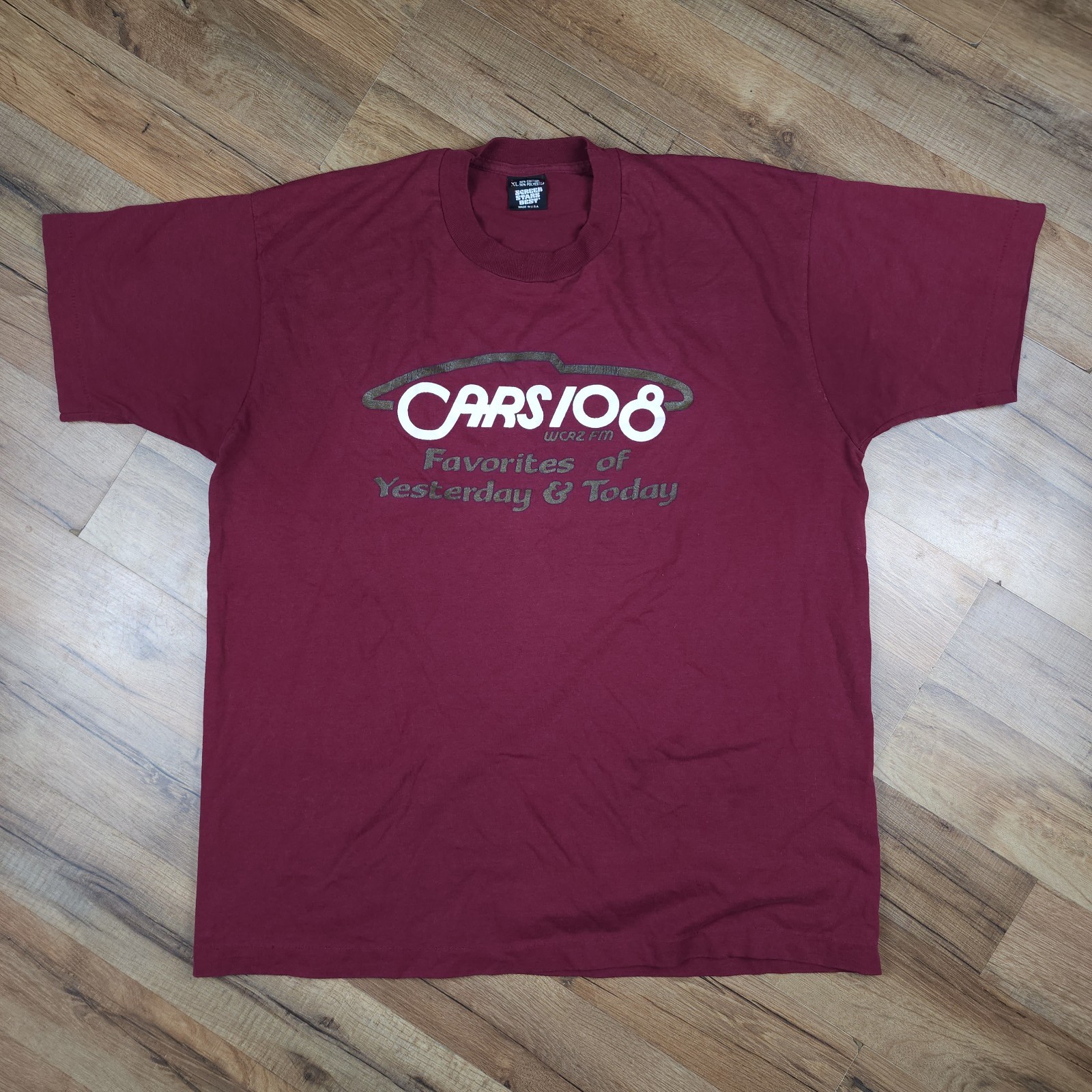 Vintage Cars 108 T Shirt Mens XL Maroon Radio Promo Tee USA Single Stitch 90s