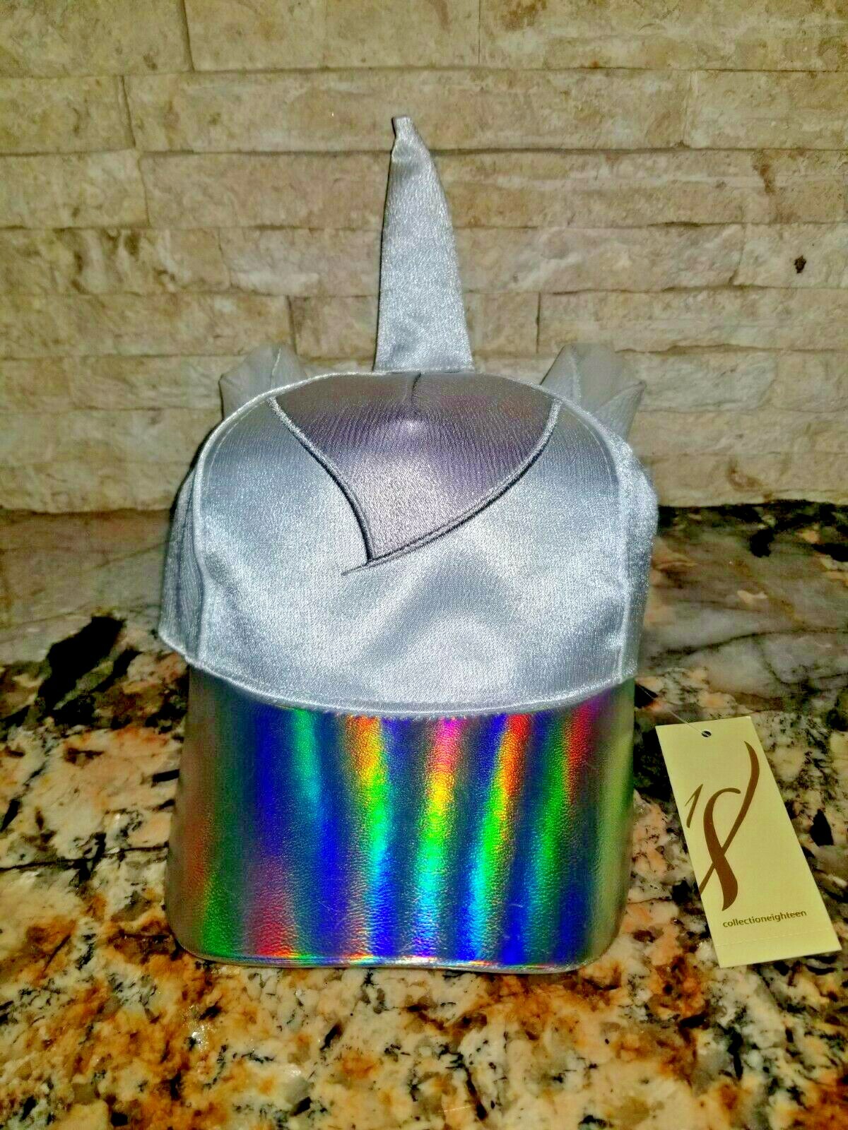 COLLECTION EIGHTEEN Unicorn White Silver Shimmery Holographic Adjustable Hat O/S
