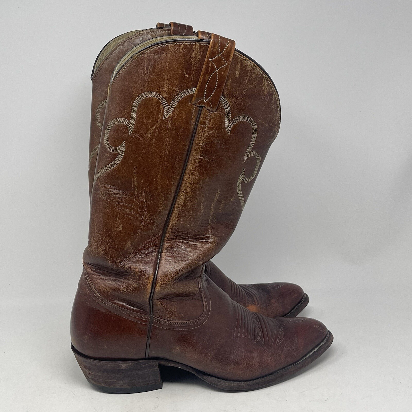 J Chisholm Cowboy Western Boots Style 911 Mens 9 D Brown Leather Handcrafted