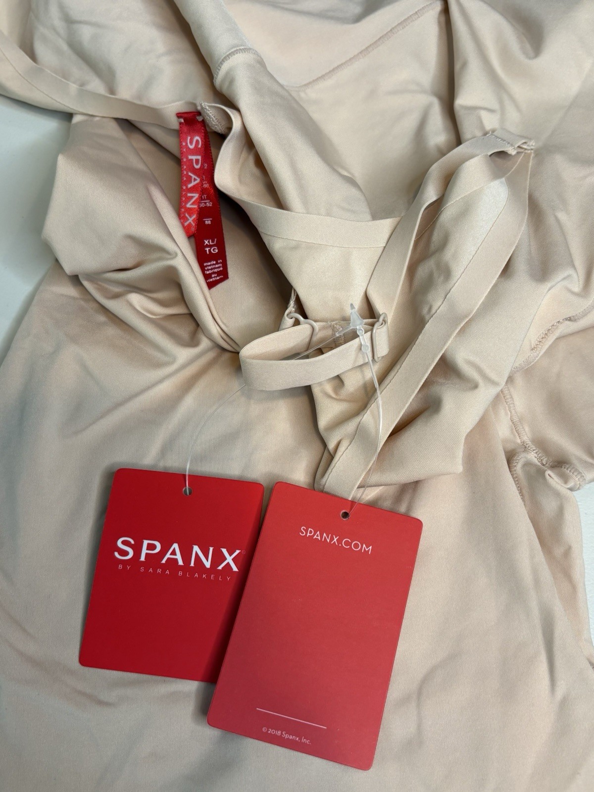SPANX SmartGrip Open-Bust Slip Shapewear XL Beige Extra Firm Adjustable Strap