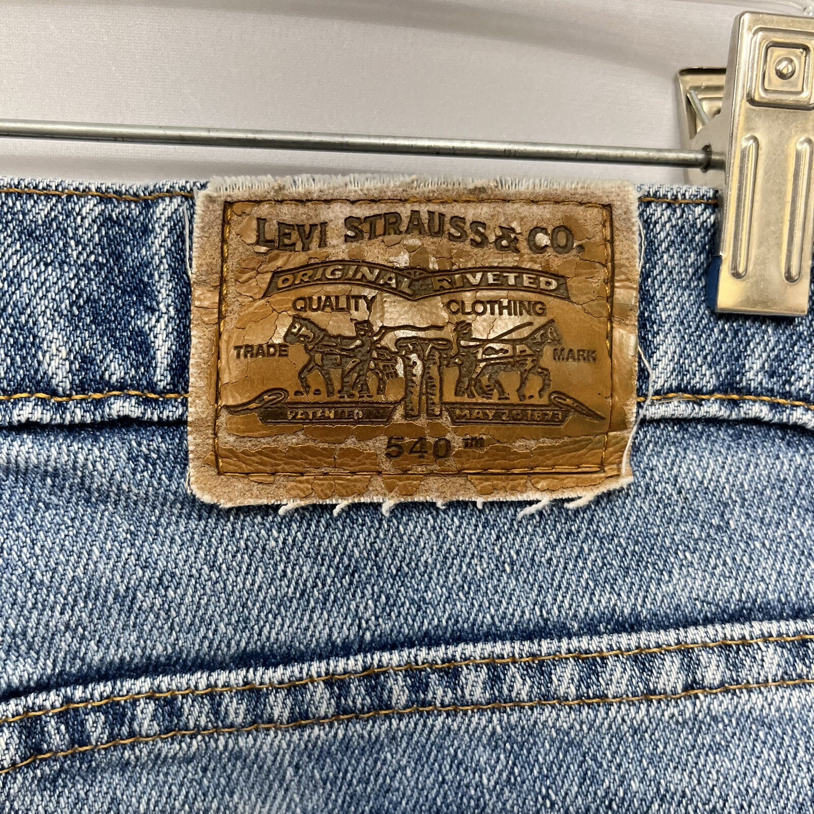Vtg Levi’s 540 Orange Tab 90’s Men’s 40×30 Blue Flex Denim Tapered Leg Jeans USA