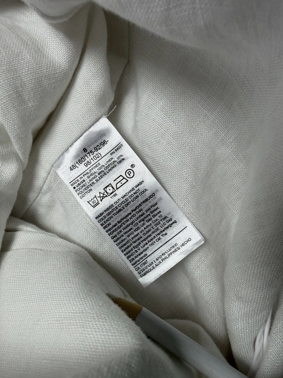 Banana Republic Blazer Size 8 Double Breasted White Linen Long Line Jacket BR