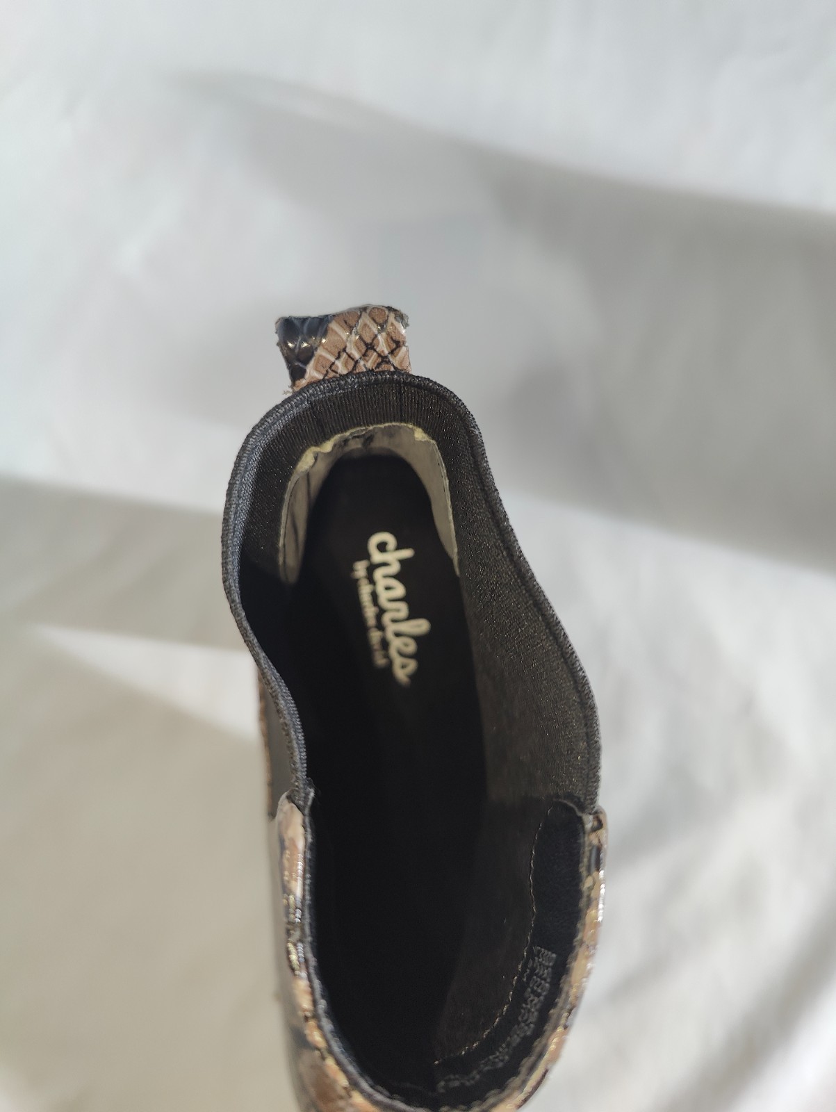 Charles by Charles David Womens 7.5M Dodger Snakeskin Studded Chelsea Booties