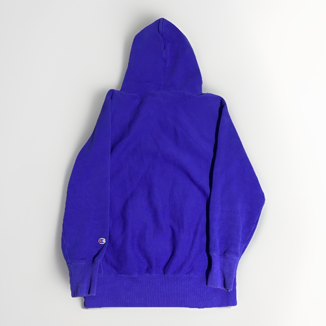 Vtg Champion Reverse Weave Large Blue Embroidered Pullover Hoodie Warm Up Script
