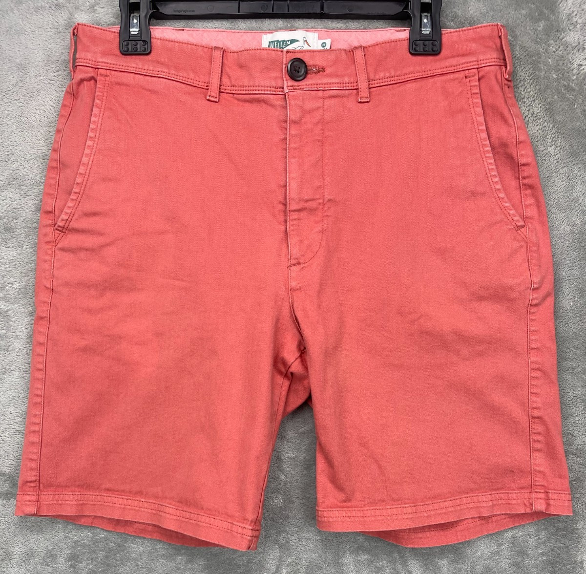 Wellen Men’s Shorts Sz 33 Salmon Chino Cotton Blend Flat Front 8″ Inseam