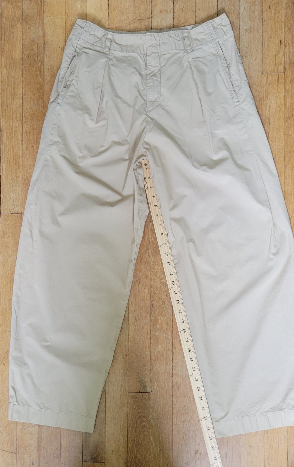 Rag & Bone Womens Size 10 Pleated Chino Pants 100% Cotton Beige Relaxed Trouser