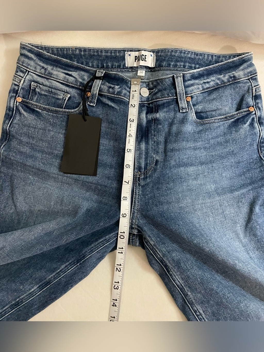 PAIGE Amber NWT Mid Rise Straight Ankle Tapestry Blue Jeans Size 30