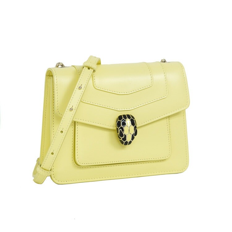 BVLGARI Shoulder Bag Serpenti Forever Handbag Leather Yellow Width 7.87” 99