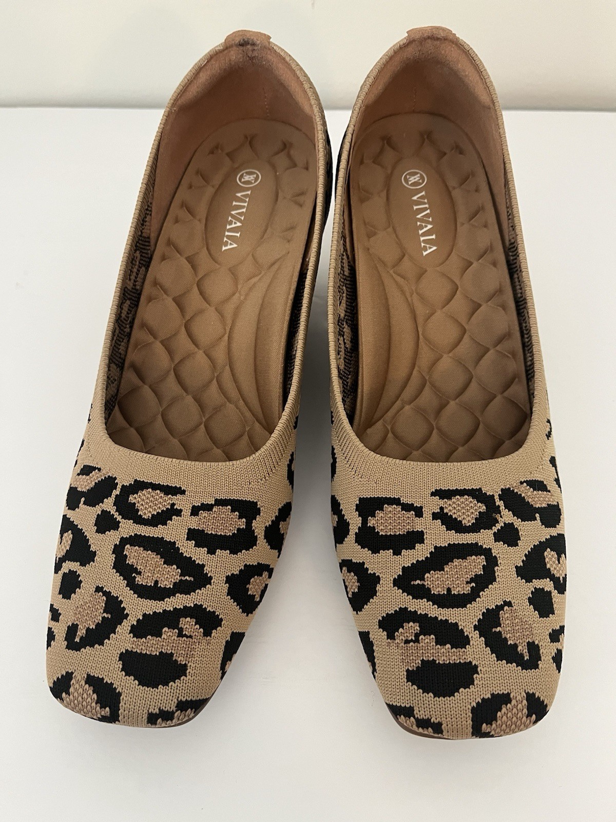 Vivaia Margot Leopard Knit Pro Wedge Slip On Shoes Square Women’s EU 40/US 9-9.5