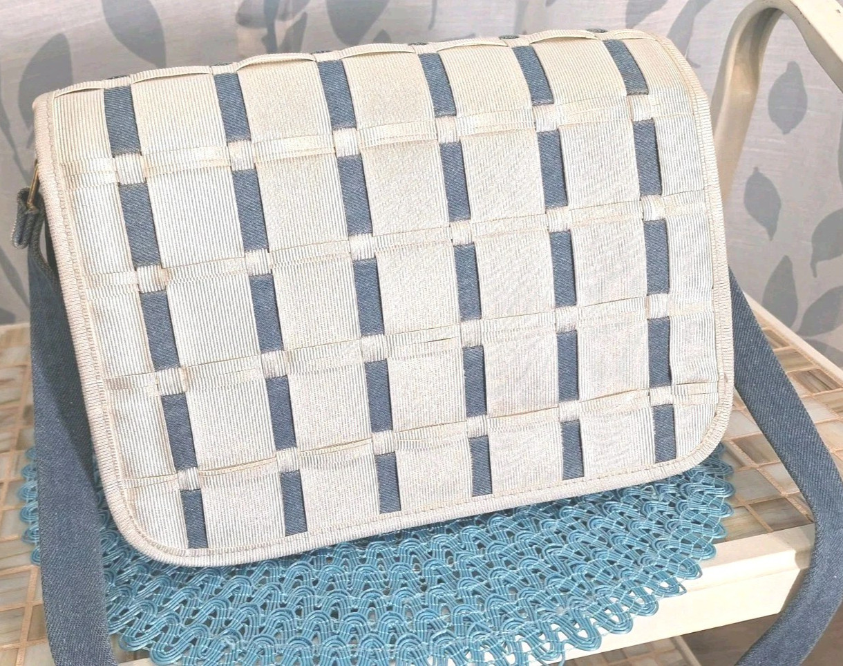 TangoBag Denim/Canvas Silver Organizer Multi Pocket Crossbody Handbag