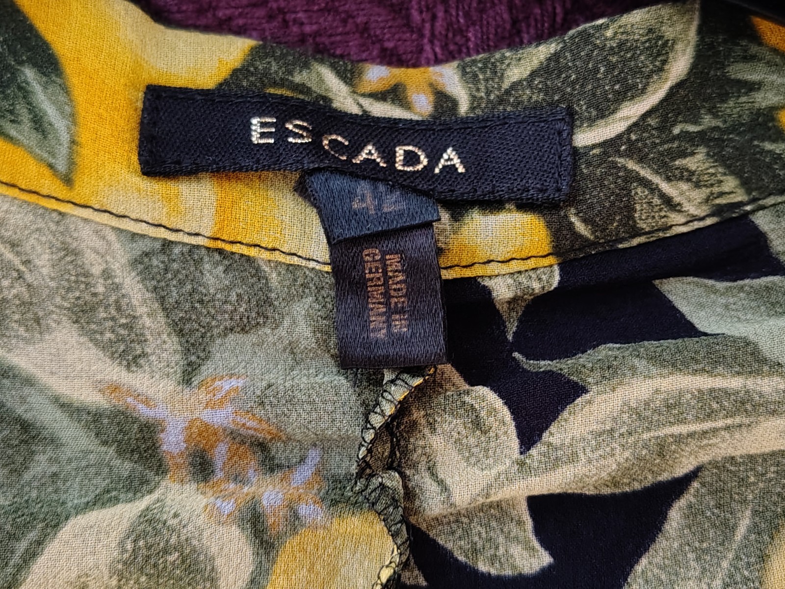 Escada Vintage Lemon Print Blouse Size 42 DE/GER US 10/12
