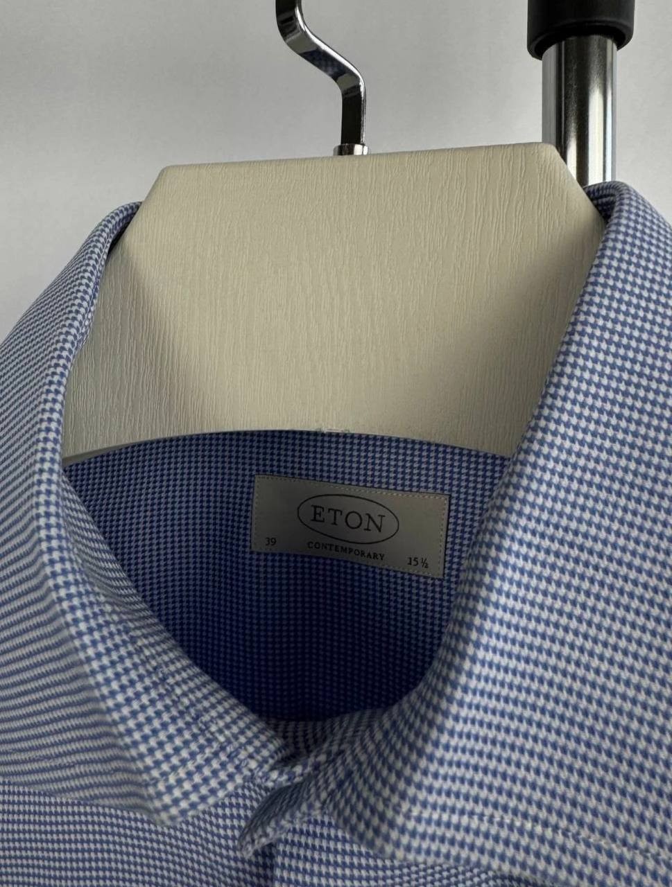Eton Blue Dress Shirt Men’s Button Up Formal Business Office Luxury Size:М