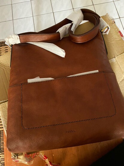 Fossil Amelia Hobo Crossbody Shoulder Bag Brown Leather SHB1819213 $238 MSRP Y