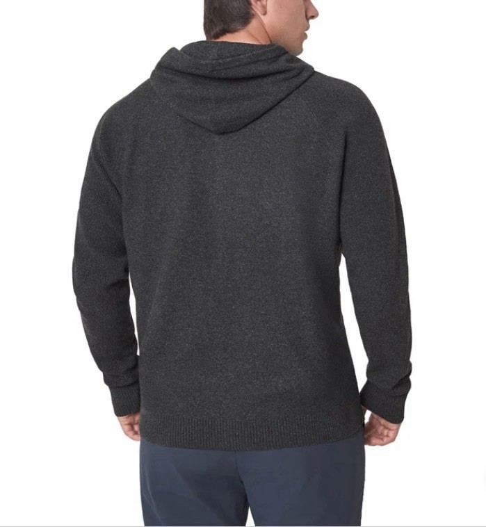 Modern Ambition Men’s Full Zip Hooded Sweater, 4‑Way Stretch, Medium Color Gray