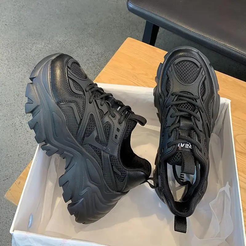 2024 New Women New Fashion Platform Sport Shoes Women Summer Black Casual Chunky
