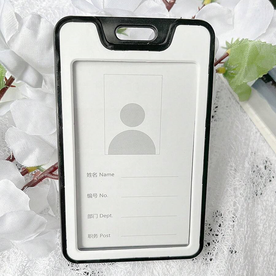 ID Badge Holder with Double-Sided Windows Hard Plastic Vertical ID Card Holder