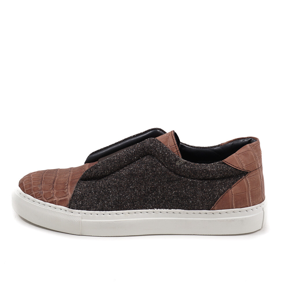 NIB $3600 ISAIA Crocodile and Wool Slip-On Sneakers US 7 (Eu 40) Shoes