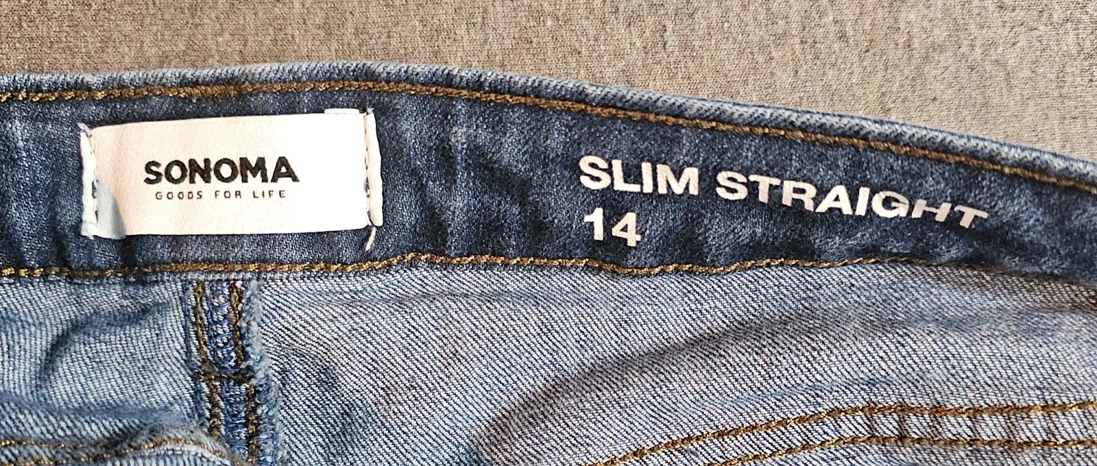 Sonoma Slim Straight Leg Mid Rise Medium Wash Blue Jeans Denim Women Sz 14