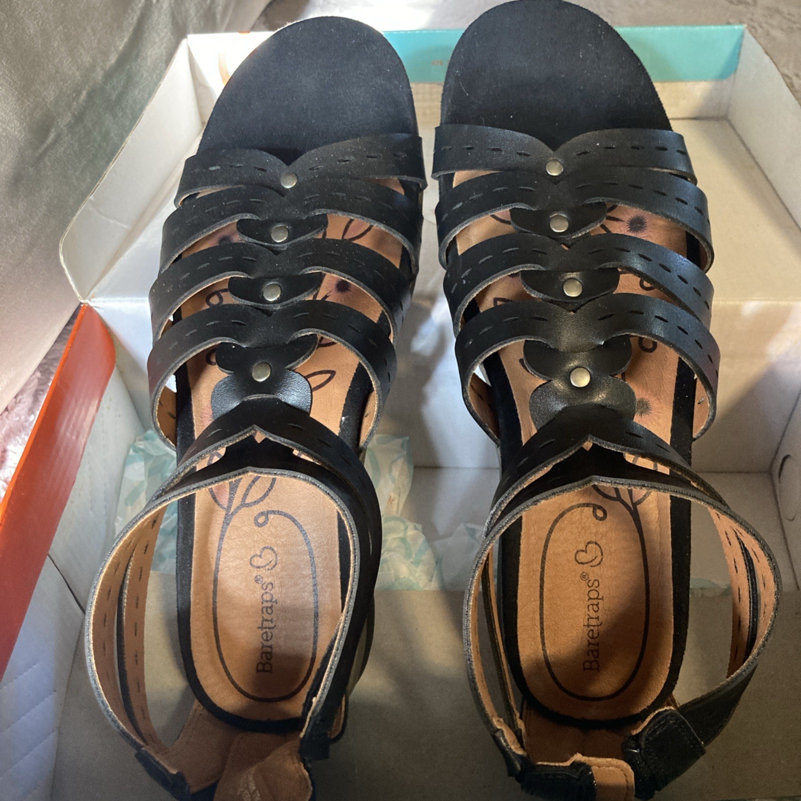Baretraps Kaiser Black Sandals Sz 8 1/2 New With Box
